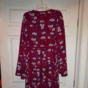 Long Sleeve Burgundy Floral Dress Size 3X